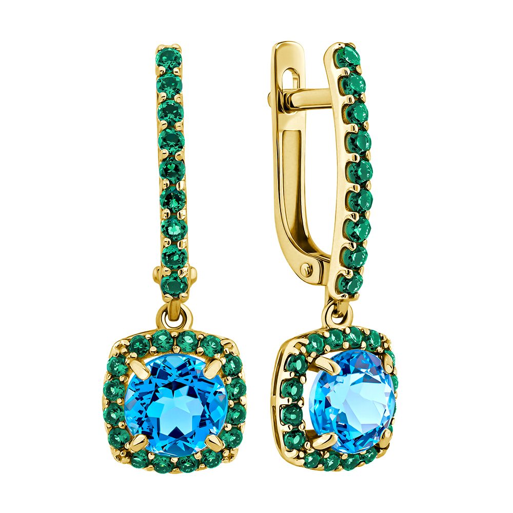 Серьги из жёлтого золота 585 с топазами, ср. вес 3,01г