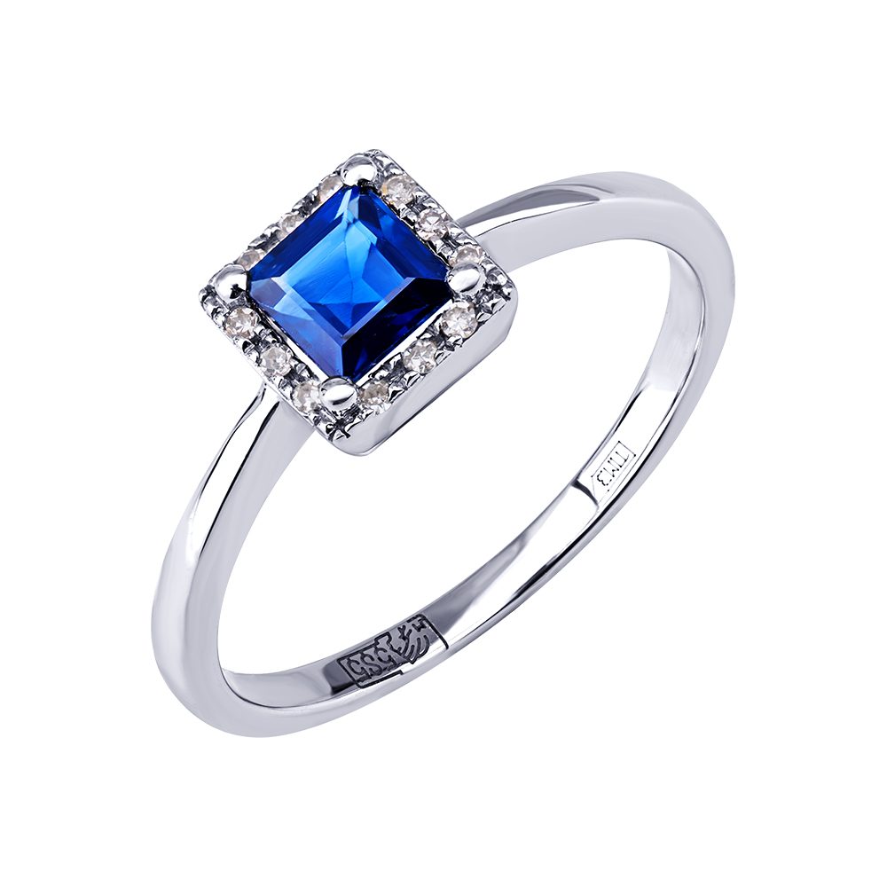 Кольцо из белого золота 585 с сапфиром, ср. вес 1,59г
