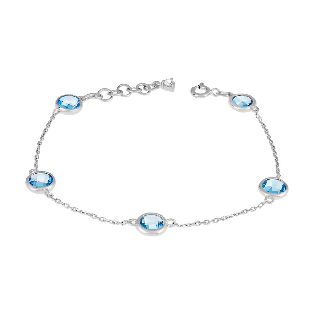 Браслет из серебра 925 с топазом и фианитом, ср. вес 4,38г