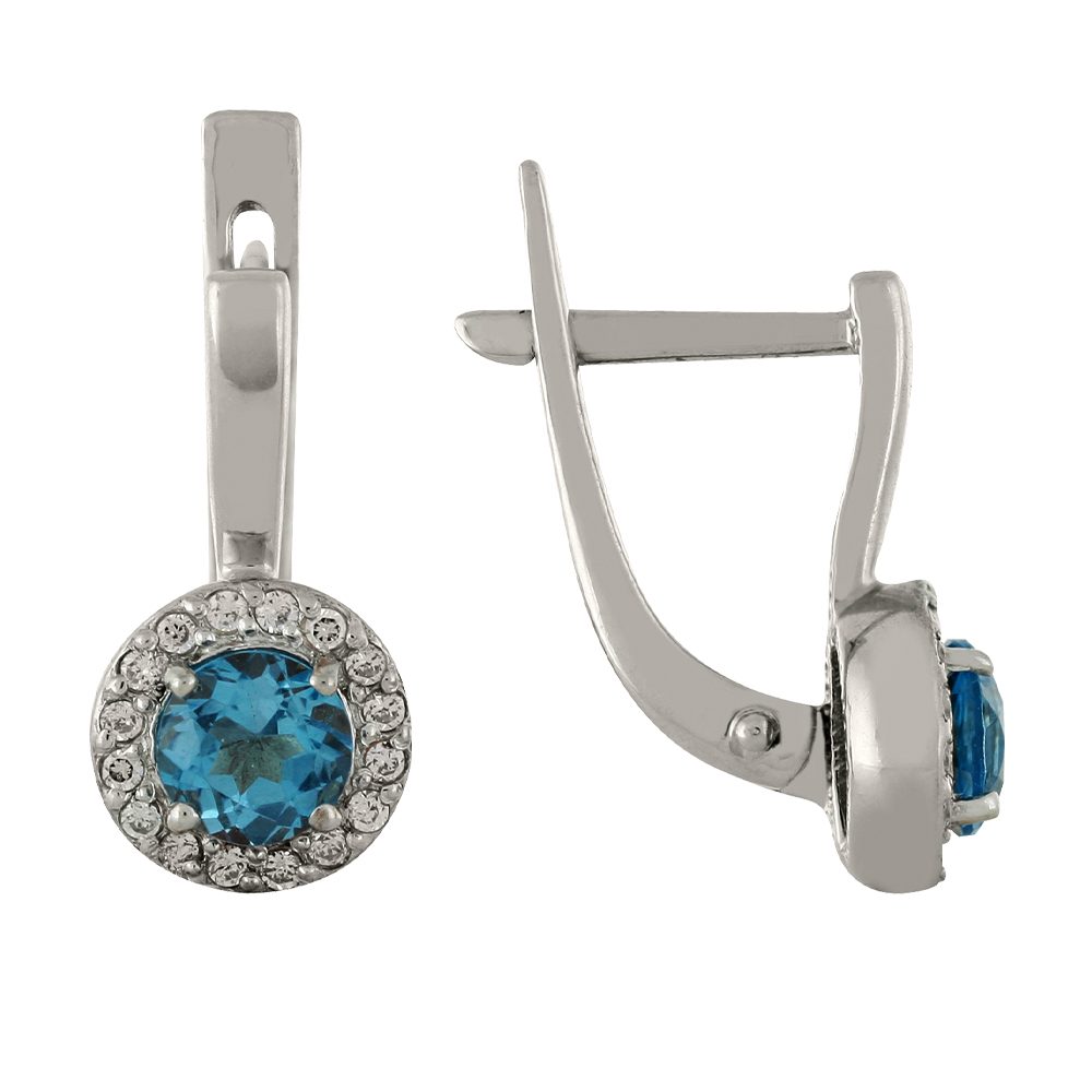 Серьги из белого золота 585 с топазами, ср. вес 3г