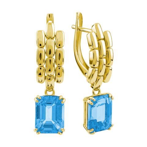 Серьги из жёлтого золота 585 с топазами, ср. вес 4,84г