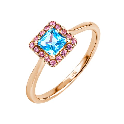 Кольцо из красного золота 585 с топазом и кристаллами SWAROVSKI
