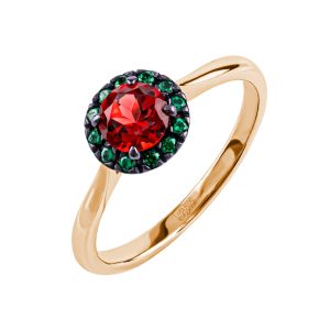 Кольцо из красного золота 585 с гранатом, ср. вес 2,08г