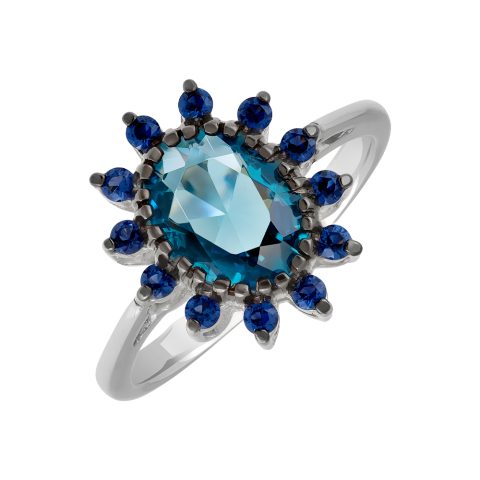 Кольцо из серебра 925 с алпанитом и фианитом, с чернением, ср. вес 2,99г