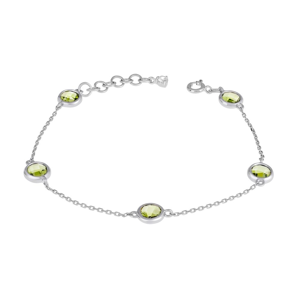 Браслет из серебра 925 с хризолитом, ср. вес 4,16г
