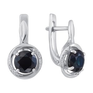 Серьги из белого золота 585 с сапфирами, ср. вес 3,63г