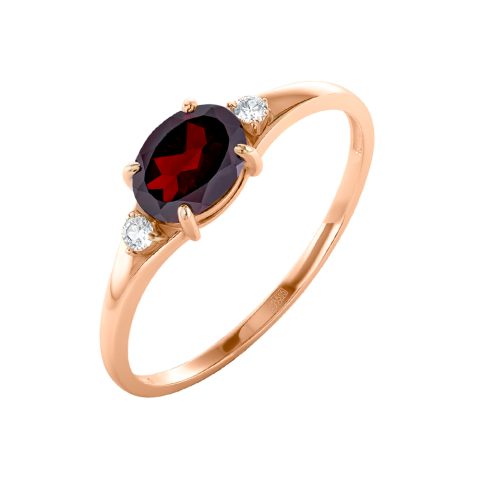 Кольцо из красного золота 585 с гранатом, ср. вес 1,9г