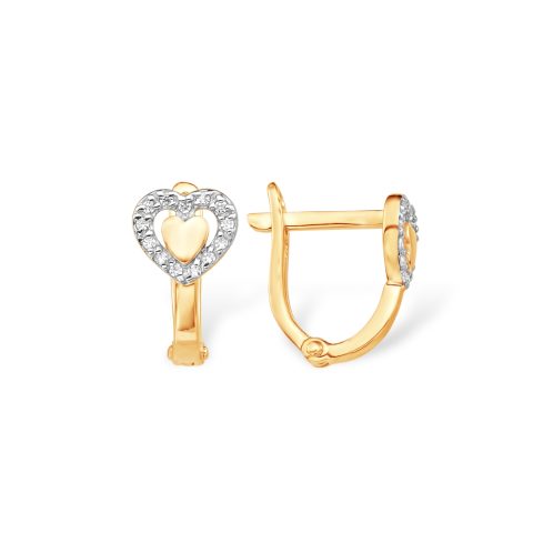 Серьги из красного золота 585 с фианитами, ср. вес 1,19г