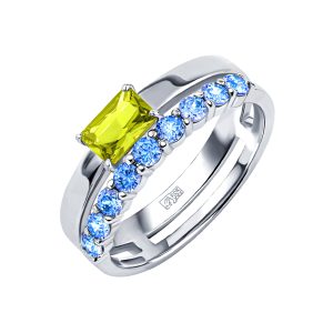 Кольцо из белого золота 585 с хризолитом, ср. вес 4,06г