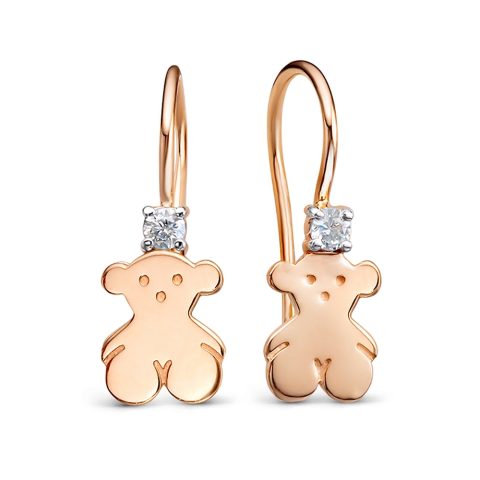 Серьги из красного золота 585 с фианитами, ср. вес 1,06г
