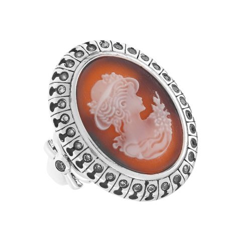 Кольцо из серебра 925 с карбоном и фианитом, ср. вес 7,79г