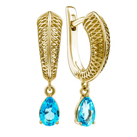 Серьги из жёлтого золота 585 с топазами, ср. вес 3,23г