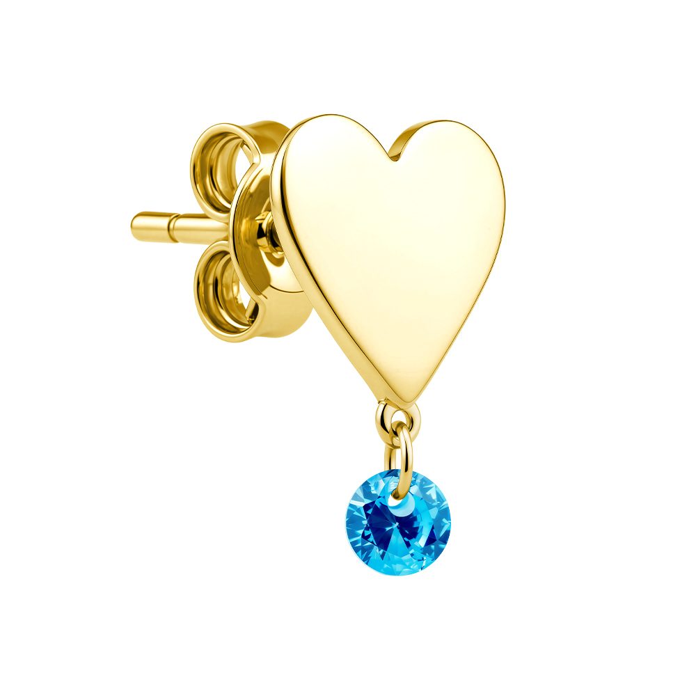 Серьга из жёлтого золота 585 с фианитом, ср. вес 0,71г