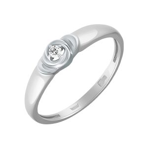 Кольцо из белого золота 585 с бриллиантом, ср. вес 1,45г