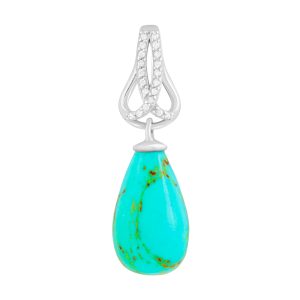 Подвеска из серебра 925 с бирюзой синтетической, ср. вес 2,99г