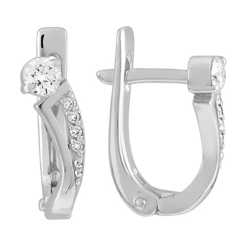 Серьги из белого золота 585 с бриллиантом, ср. вес 2,33г