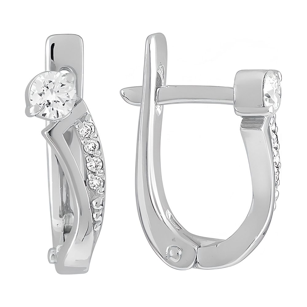Серьги из серебра 925 с фианитом, ср. вес 1,88г