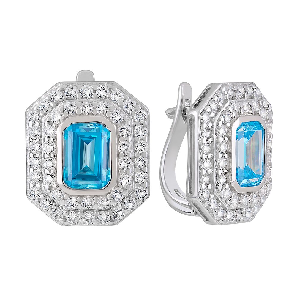 Серьги из серебра 925 с фианитом, ср. вес 5,69г