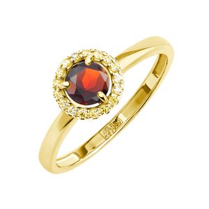 Кольцо из жёлтого золота 585 с гранатом, ср. вес 1,84г