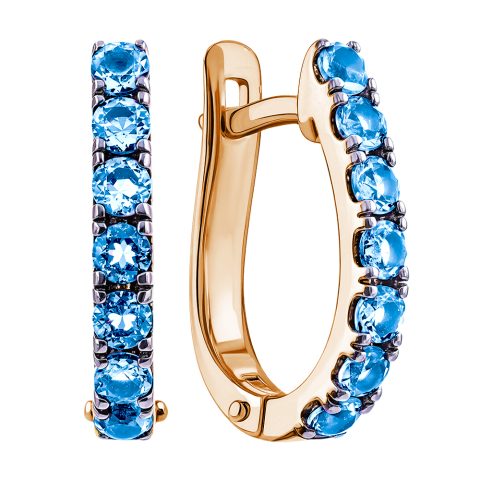 Серьги из красного золота 585 с топазами, ср. вес 2,71г