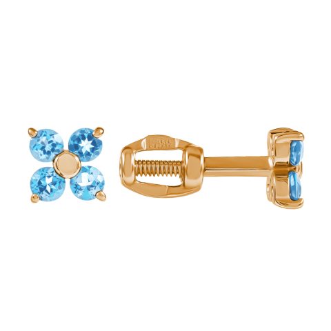 Серьги из красного золота 585 с топазами, ср. вес 0,8г
