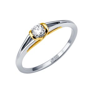Кольцо из белого золота 585 с бриллиантом, ср. вес 1,95г