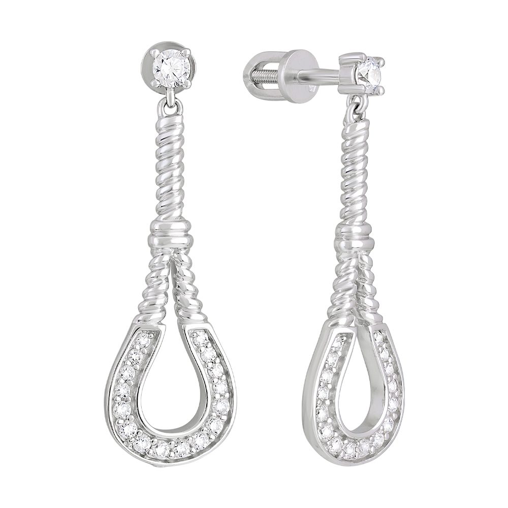 Серьги из серебра 925 с фианитом, ср. вес 4,41г