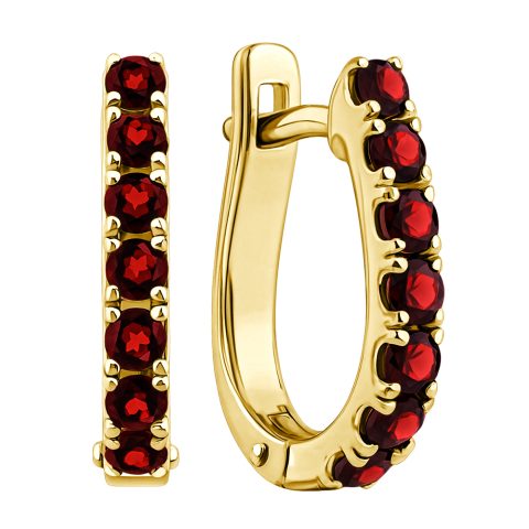 Серьги из жёлтого золота 585 с гранатами, ср. вес 2,85г