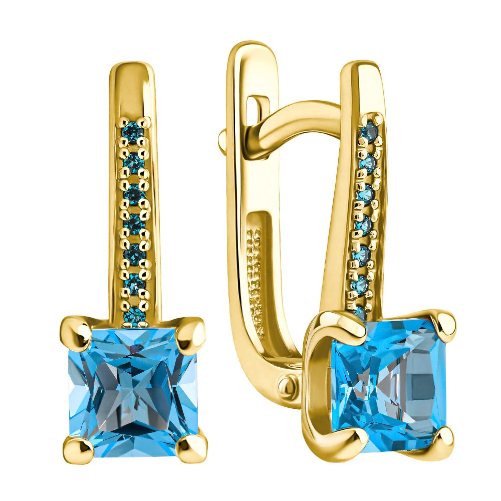 Серьги из жёлтого золота 585 с топазами, ср. вес 2,51г