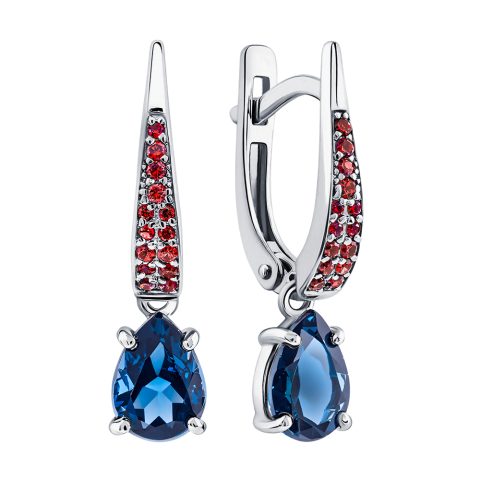 Серьги из белого золота 585 с лондон топазами (облагорож.), ср. вес 2,46г