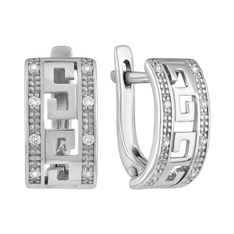 Серьги из белого золота 585 с бриллиантом, ср. вес 3,88г