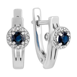 Серьги из белого золота 585 с сапфирами, ср. вес 3,32г