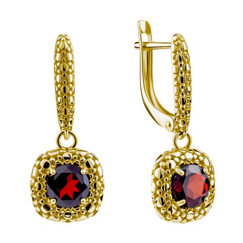 Серьги из жёлтого золота 585 с гранатами, ср. вес 4г