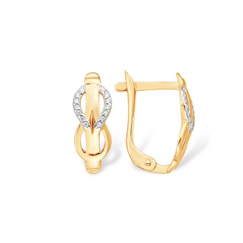 Серьги из красного золота 585 с фианитами, ср. вес 1,86г