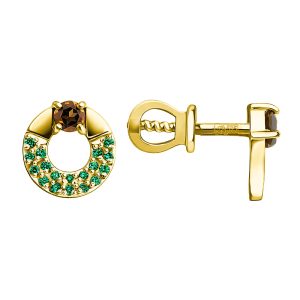 Серьги из жёлтого золота 585 с раухтопазами, ср. вес 1,81г