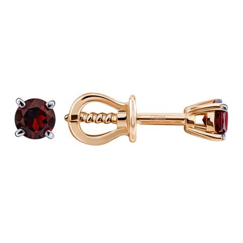 Серьги из красного золота 585 с гранатами, ср. вес 1,13г
