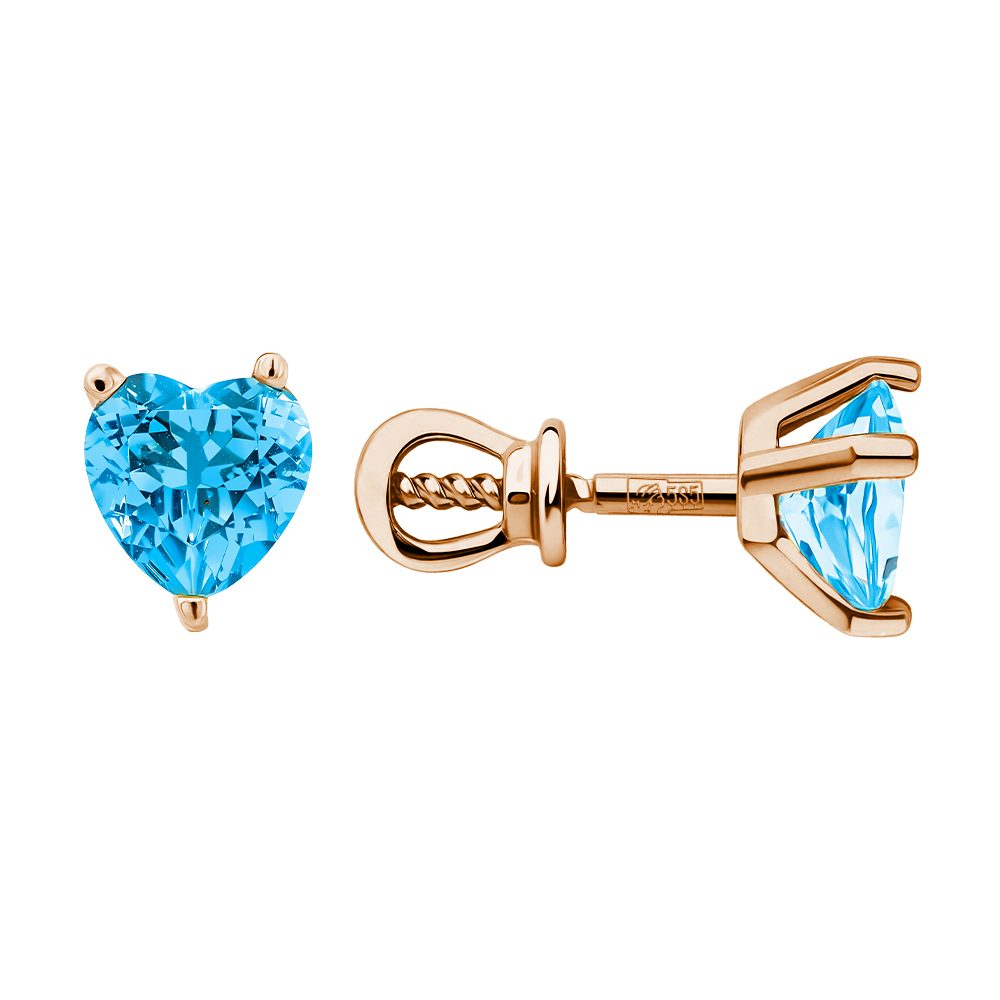 Серьги из красного золота 585 с топазами, ср. вес 1,71г