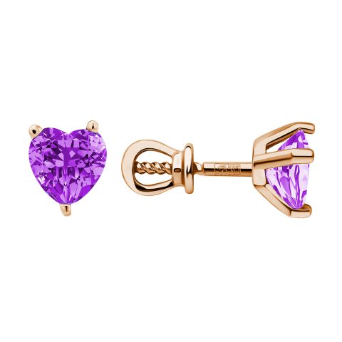 Серьги из красного золота 585 с аметистами, ср. вес 1,61г