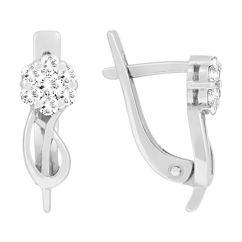 Серьги из серебра 925 с фианитом, ср. вес 1,94г