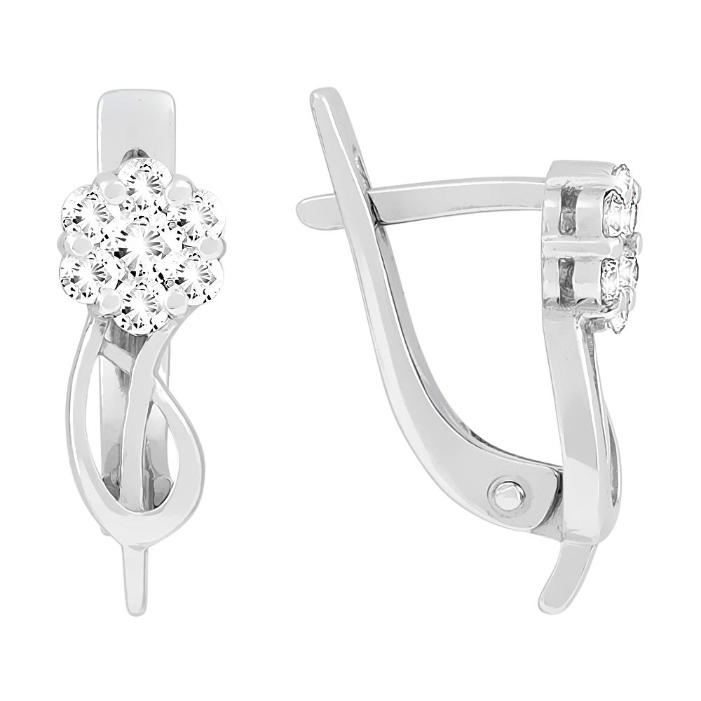 Серьги из серебра 925 с фианитом, ср. вес 1,94г