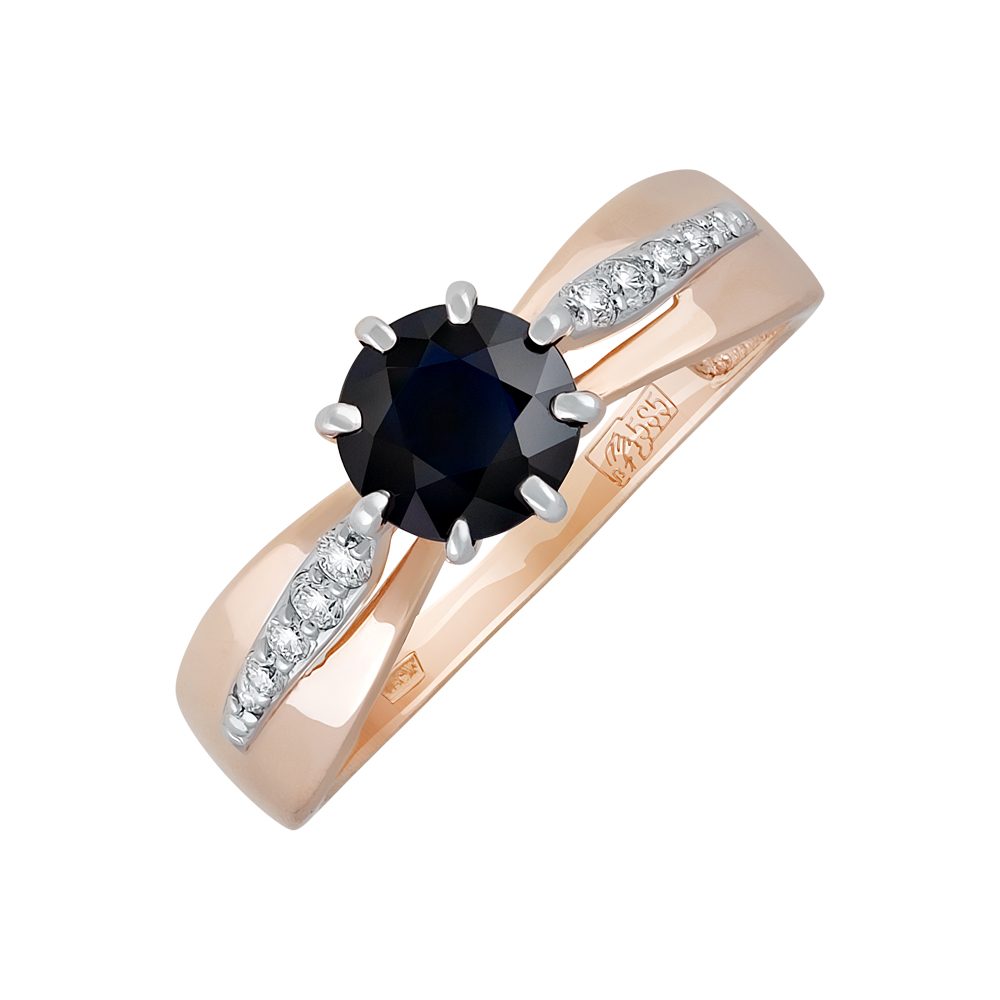 Кольцо из красного золота 585 с сапфиром, ср. вес 1,78г