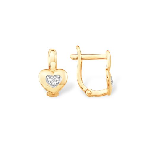 Серьги из красного золота 585 с фианитами, ср. вес 1,06г