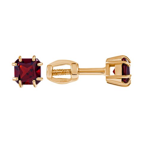 Серьги из красного золота 585 с гранатами, ср. вес 1,08г