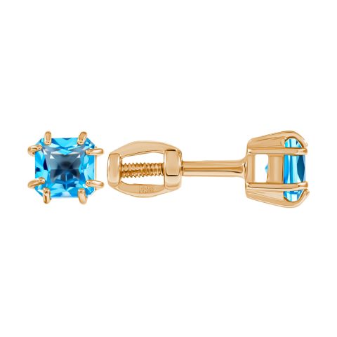 Серьги из красного золота 585 с топазами, ср. вес 1,07г