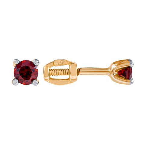 Серьги из красного золота 585 с гранатами, ср. вес 0,76г