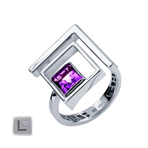 Кольцо из серебра 925 с аметистом, ср. вес 4,42г