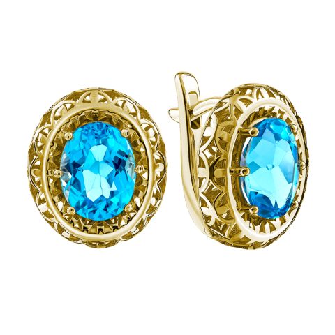 Серьги из жёлтого золота 585 с топазами, ср. вес 5,18г