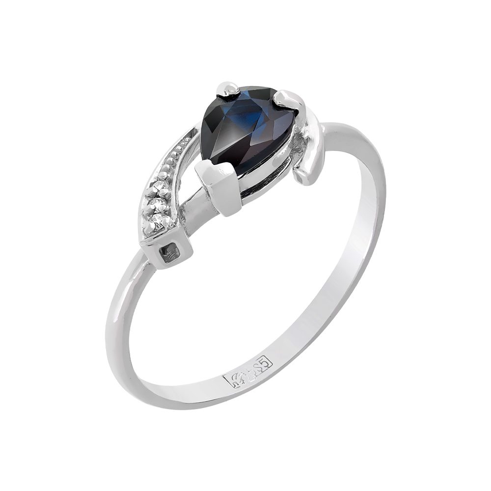 Кольцо из белого золота 585 с сапфиром, ср. вес 1,86г