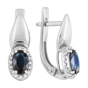 Серьги из белого золота 585 с сапфирами, ср. вес 2,78г
