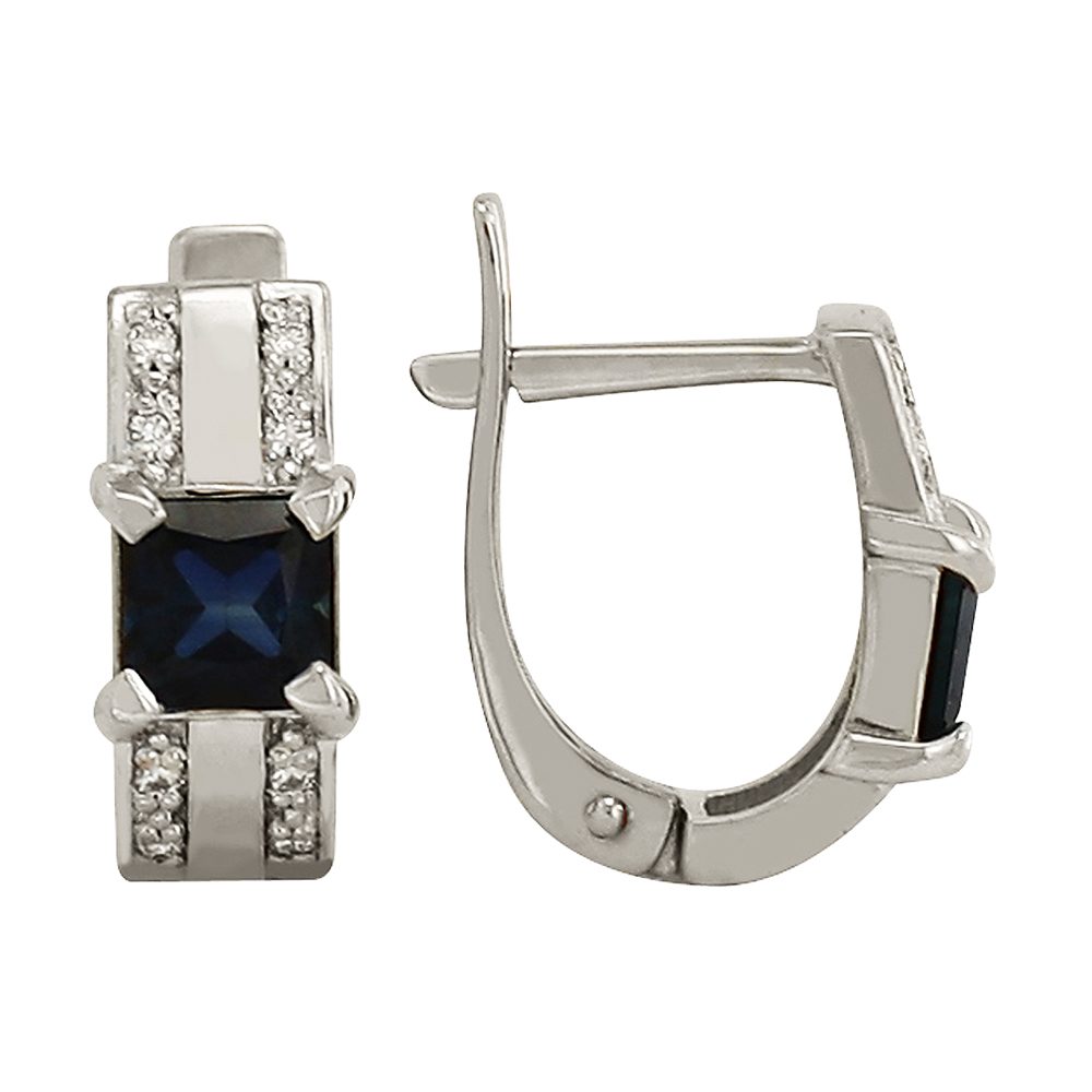 Серьги из белого золота 585 с сапфирами, ср. вес 3,01г